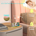 Miniatyrbild 6 av 7: Dubbel väckarklocka 6,7 tum guld bordsur med dimning, 12/24h, sekunder, datum, veckodag, temp, digital LED-klocka för sovrum, digital kalender