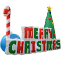 Miniatyrbild 3 av 5: Uppblåsbar juldekoration för utomhusbruk, belyst skylt med texten \"Merry Christmas\"