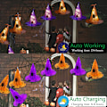 Miniatyrbild 4 av 9: Utomhus solcellslampor med häxhatt, 8 st hängande lysande häxhattslampor, 33 fot 8 lägen vattentäta solcellslampor för utomhus Halloween