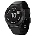 Miniatyrbillede 1 af 5: For Garmin Fenix 6 Pro Gps 22mm Læder Stål Spænde Urrem YKC Black