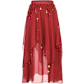 Miniatyrbillede 3 af 5: 2PCS Kvinde Mavedans Kjole Oufits Sæt Mave Lang Flare Ærme Blonder Crop Top med Chiffon Danse Nederdel #02rød En Størrelse #02rød En Størrelse