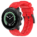 Miniatyrbillede 1 af 4: For Suunto 9 Baro 24mm Fodboldmønster Silikone Solid Color Watch Band BDE Red