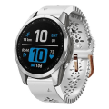 Miniatyrbild 1 av 5: För Garmin Fenix 7s 20mm Damsilikon Armband Med Spets Stansa XSJ White