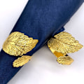 Miniatyrbillede 3 af 4: Guld Blad Servietringe (6 stk) - Vintage Blad Servietholder