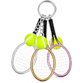Miniatyrbillede 5 af 9: 15 stk. Tennis Racket Nøglering Mini Volleyball Nøglering Nøgleringe til Tennis Racket Bulk Gaver til Voksne Sports Nøglering til Charm Flocking Miss As