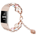 Miniatyrbillede 1 af 5: Til Fitbit Charge 5 Agat Lysende Perle Stål Urrem LZD Rose Gold