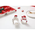 Miniatyrbild 5 av 5: Handmålade keramiska snögubbe julservettringar (set om 4)