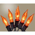 Miniatyrbillede 1 af 9: Halloween-lys flimrende flammelyskæde med 12 stk. C7 orange flammepærer (2 reserve), 12,8 fod orange flammelyskæde til indendørs