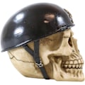 Miniatyrbillede 5 af 7: Ebros Militær Skull med Korsknogler Hjelm Gear Figur 5\" Høj Skelet Hoved Kranium Kranier Statue til     Makaber Uhyggelig De Dødes Dag Multi