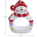 Miniatyrbild 2 av 5: Handmålade keramiska snögubbe julservettringar (set om 4)