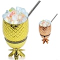 Miniatyrbillede 4 af 5: Ananas Cocktail Kop - Kobber Rustfrit Stål Drikkekop med Låg og Sugerør