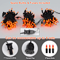 Miniatyrbillede 6 af 8: Halloween-lys, 33ft 150 stk. sort ledning glødepærer julelys, 120 V høj spænding UL-certificeret klar lyskæde, der kan forbindes,