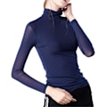 Miniatyrbilde 1 av 5: Kvinners Turtleneck Topp Lang Arm Slim Fit Skjorter Mesh Sheer See Through