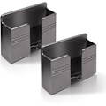 Miniatyrbilde 1 av 5: 2 stk. Veggmontert Telefonholder med 3M Lim, Telefonstativ med Hull for Datakabel, Oppbevaringsboks for Lader og Fjernkontroll for Soverom, Kjøkken, Ba
