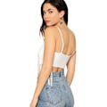 Miniatyrbilde 2 av 4: Kvinners Duskkant Trim Spaghetti Stropp V-Hals Camis Crop Top Vest