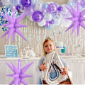 Miniatyrbillede 5 af 5: 4 stk. 22 tommer 4D lilla Starburst Cone Mylar balloner 14 Point Star