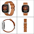 Miniatyrbild 5 av 5: För Fitbit Versa 4 / Sense 2 Universal Äkta Läder Klockarmband NZQ White