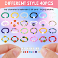 Miniatyrbillede 2 af 5: Daisy Flower Bead Rings Set - Regnbuefarvede elastiske staplingsringe til kvinder og piger