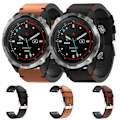 Miniatyrbillede 3 af 5: For Garmin Descent Mk 2 26mm Læder Søm Stål Spænde Urrem GVS Brown