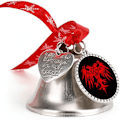 Miniatyrbild 4 av 7: Albansk örn silverklocka prydnad julgransklockor med rött snöre metall julgranshängande dekorationer för semesterfest kärleksklocka kärleksklocka