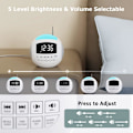 Miniatyrbild 5 av 7: Klockradio, Bluetooth-väckarklockradio, dubbel väckarklocka med USB-laddare, 7-färgs nattlampa, 12/24H, DST, 5 justerbar volym, dimmer för