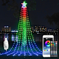 Miniatyrbilde 1 av 7: Utendørs juledekorasjoner stjernesnorlys med fjernkontroll APP-kontroll 10FT 305LED fossefall juletrelys RGB fargeskiftende vanntett