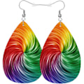 Miniatyrbild 1 av 5: Örhängen för kvinnor Rainbow Vortex, Färgglada regnbågsgeometriska ränder linjer