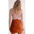 Miniatyrbild 4 av 5: Kvinnors Klassiska Hög Midja Snörning Bodycon Faux Mocka A Linje Mini