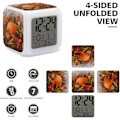 Miniatyrbild 3 av 8: Växande pumpa tryckt digital väckarklocka, reseväckarklocka, liten väckarklocka för sängbord, väckarklocka batteridriven vit vit