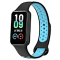Miniatyrbillede 1 af 5: For Amazfit Band 7 Loop To-farvet Åndbar Silikone Urrem PVL Black-Blue