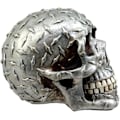 Miniatyrbillede 5 af 8: Ebros Gave Metallic Finish Industrial Diamond Plate Surface Cranium Skull Figurine 4.5\" L Resin     Ossuary Macabre Skulls Ghost Sculpture Silver