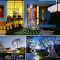 Miniatyrbilde 4 av 9: Juledekorasjon utendørs stjernesnorlys, 16,4 fot juletretopperlys 320 LED 8 minnemoduser med 14\" opplyst stjerne for Halloween
