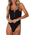 Miniatyrbilde 1 av 4: Kvinners Sexy Scoop Neck Racerback Tank Top Button Down Bodysuits