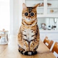 Miniatyrbillede 4 af 5: Kattesolbriller, Retro Kitten Solbriller med Rose Gold Chain Eye UV