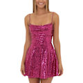 Miniatyrbillede 1 af 5: Sparkle Sequin Mini Kjole - Rygløs Stropløs Bodycon