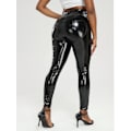 Miniatyrbillede 2 af 5: Kvinde Kunstlæder Leggings Bukser PU Elastisk Formgiven Hofte