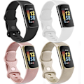 Miniatyrbillede 1 af 5: 4-pak bløde silikoneerstatningsremme til Fitbit Charge 5