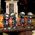 Miniatyrbillede 4 af 6: Seje skeletfigurer statue cool     hjemmeindretning sød kranie mini figur samleobjekter DIY håndværk til skrivebordsdekorationer (stil 4 stk) stil 4 stk