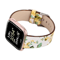 Miniatyrbild 5 av 5: För Fitbit Versa 1 / 2 Blommönster Klockarmband VUJ White Yellow