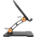 Miniatyrbillede 2 af 5: Foldbart Tabletstativ, Justerbar Tabletholder til iPhone iPad Pro, Bordstativ Dock Holder Bærbar Skærm Sort