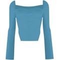 Miniatyrbilde 3 av 4: Kvinners langærmet ribbestrikket Crop Top Scoop Neck
