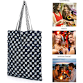Miniatyrbild 5 av 5: Canvas toteväska med tofsar - Återanvändbar shoppingväska i bomull