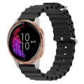 Miniatyrbillede 1 af 5: For Garmin Venu 20mm Ocean Style Silikone Solid Color Watch Band JTT Black