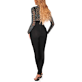 Miniatyrbillede 4 af 4: Kvinder Langærmet Mesh Gennemsigtig Jumpsuit Bodysuit Top Leotard