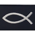 Miniatyrbillede 2 af 5: Jesus fisk patch - broderet morale patch med krog- og løkkeemblem (hvid og sort)