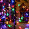 Miniatyrbillede 3 af 7: 2 pakker jule-snefnuglys, 50LED 24FT udendørs juledekorative lyskæder, 8 lystilstande og timer, batteridrevet vandtæt til