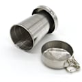 Miniatyrbild 2 av 5: Hopfällbar mugg i rostfritt stål med lock & nyckelring - 75ml/2.5oz Återanvändbar för camping, vandring, utomhus | 2-pack