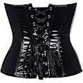 Miniatyrbillede 5 af 5: Sort PVC Læder Steampunk Gotisk Wasit Trainer Overbust Korset Bustier