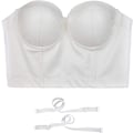 Miniatyrbild 3 av 5: PU Läder Bustier Crop Top Push Up Club Fest Dam Korsett Topp BH Vit