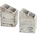 Miniatyrbillede 3 af 3: Pakke med 2 rustikke træ n-holdere, 2 rum træ n-holder til kontor/hjem (4x5,5 tommer) Rustik Rustik